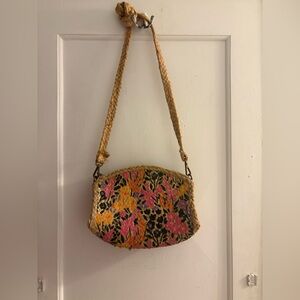 Joy Susan Multi Painted Floral Field Mae Jute Crossbody Bag
